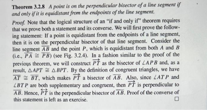 Converse of the outlet perpendicular bisector theorem proof