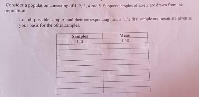 Solved Consider A Population Consisting Of 1, 2, 3, 4 And 5. | Chegg.com