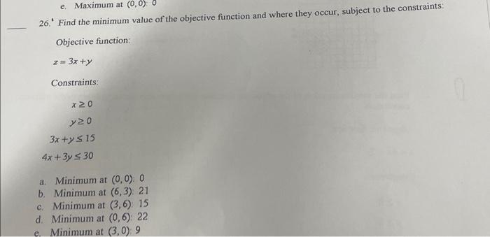 minimum value of objective function calculator