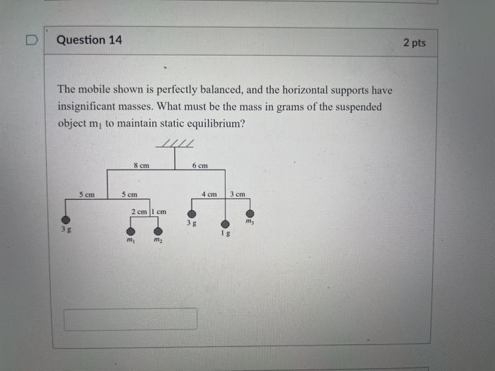 Solved Question 14 2 pts The mobile shown is perfectly | Chegg.com