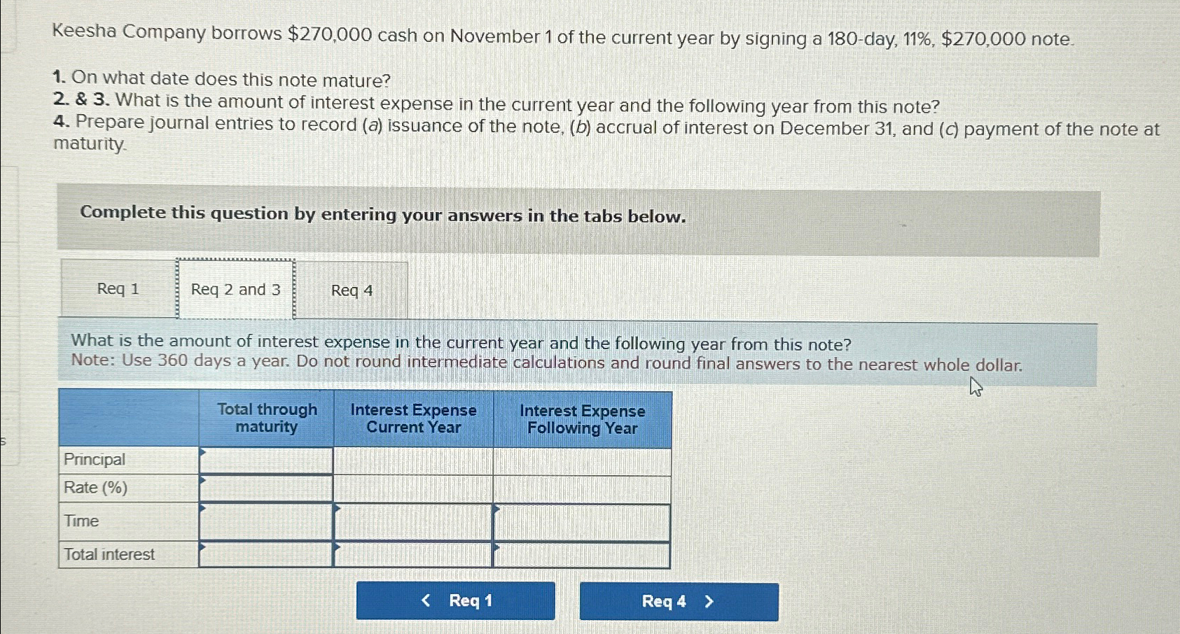 Solved Keesha Company Borrows $270,000 ﻿cash On November 1 