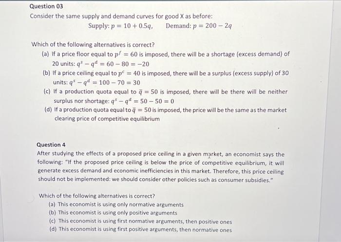 Solved Consider the same supply and demand curves for good X | Chegg.com