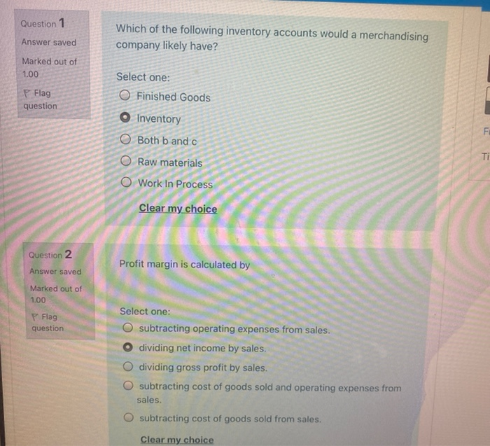 Solved Question 1 Which of the following inventory accounts | Chegg.com
