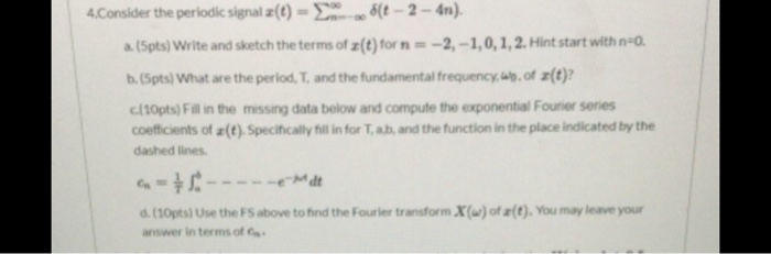 Solved 4. Consider the periodic signal(t)- t - 2 - 4n). a | Chegg.com
