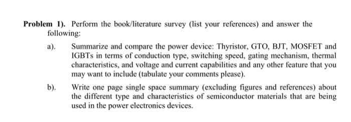 Solved Problem 1). Perform The Book/literature Survey (list | Chegg.com