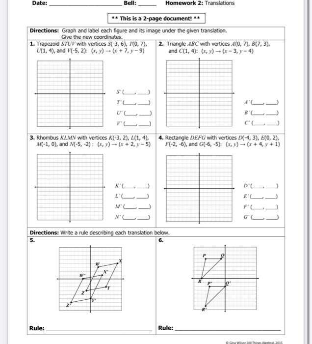 Solved Date: Bell: Homework 2: Translations This is a 2-page | Chegg.com