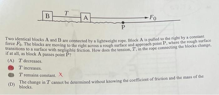 Solved T B A Fo P Two Identical Blocks A And B Are Connected | Chegg.com