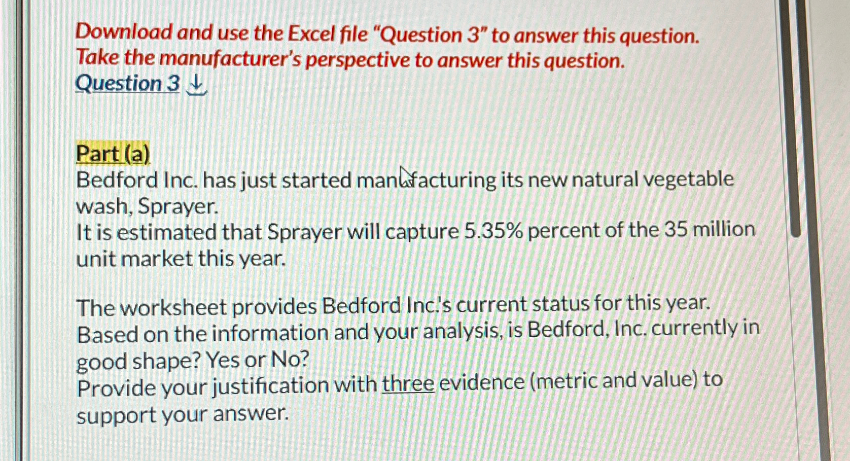 Solved Download and use the Excel file 