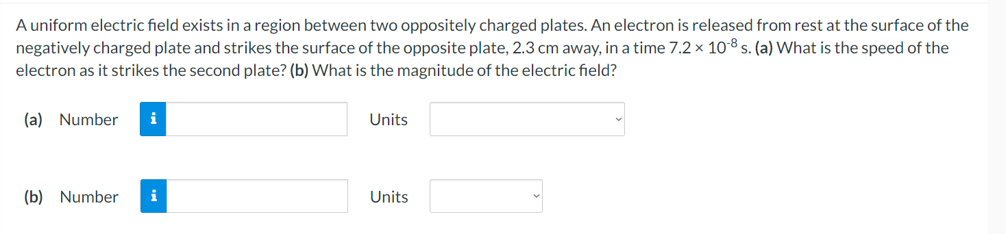 Solved A uniform electric field exists in ﻿a region between | Chegg.com