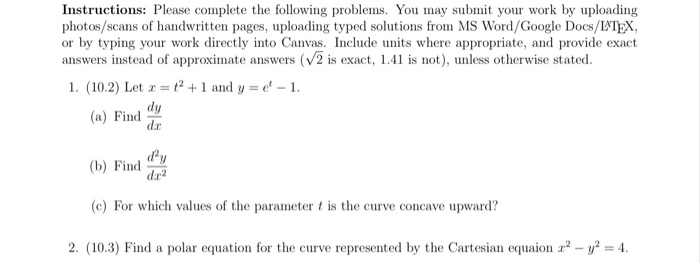Solved Instructions: Please complete the following problems. | Chegg.com