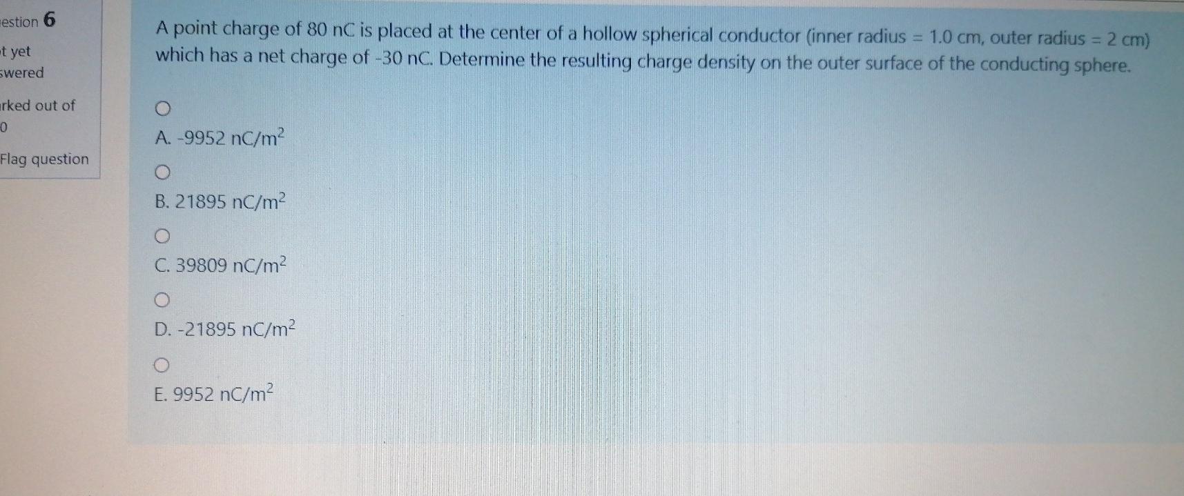 Solved estion 6 A point charge of 80 nC is placed at the | Chegg.com