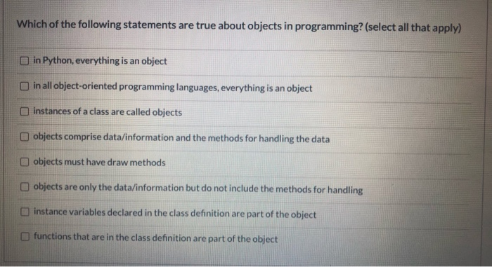 Solved Which of the following statements are true about | Chegg.com