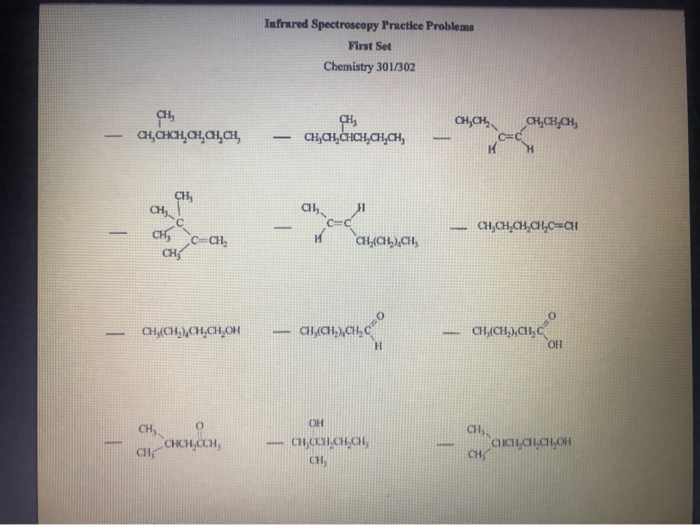 Infrared Spectroscopy Practice Problems First Set | Chegg.com