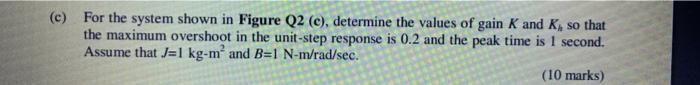 Solved (c) For the system shown in Figure Q2 (e), determine | Chegg.com