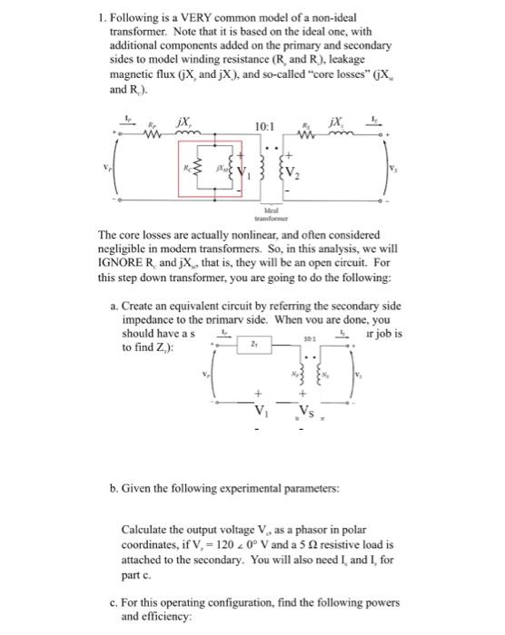 Solved 1. Following is a VERY common model of a non-ideal | Chegg.com
