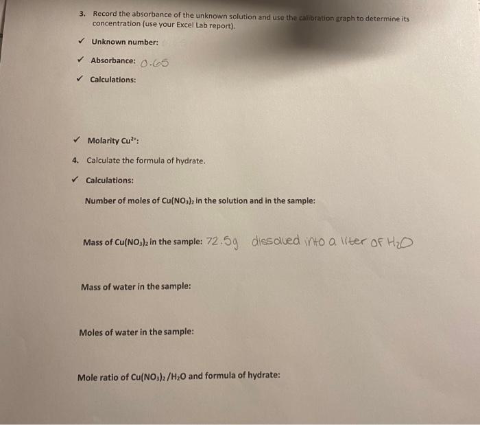 Solved Molarity Cu2+ : 4. Calculate the formula of hydrate. | Chegg.com