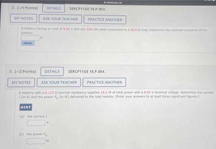 Solved 2 [ 11 Points And Sercp11ge 18 P 003