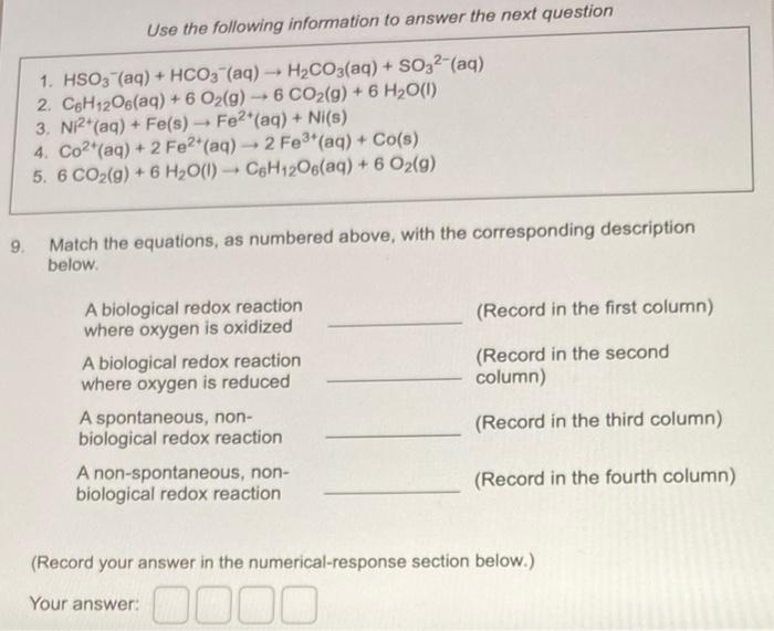 Solved Use the following information to answer the next | Chegg.com
