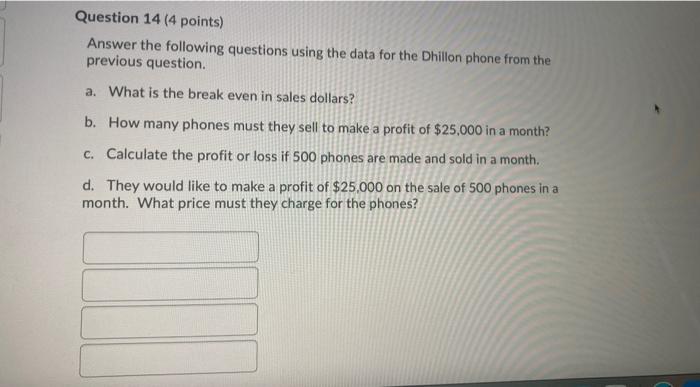 Solved Question 14 (4 points) Answer the following questions | Chegg.com