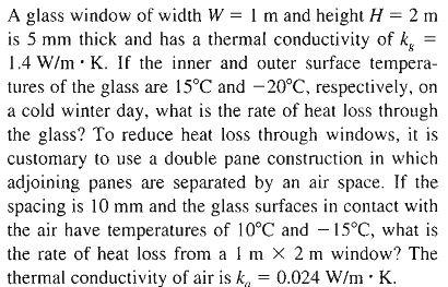 Solved A glass window of width W 1 m and height H 2 m is