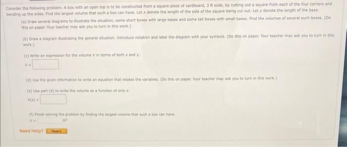Solved Conslder the following problem: A box with an open | Chegg.com