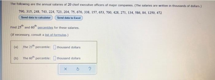 Solved The following are the annual salaries of 20 chief | Chegg.com