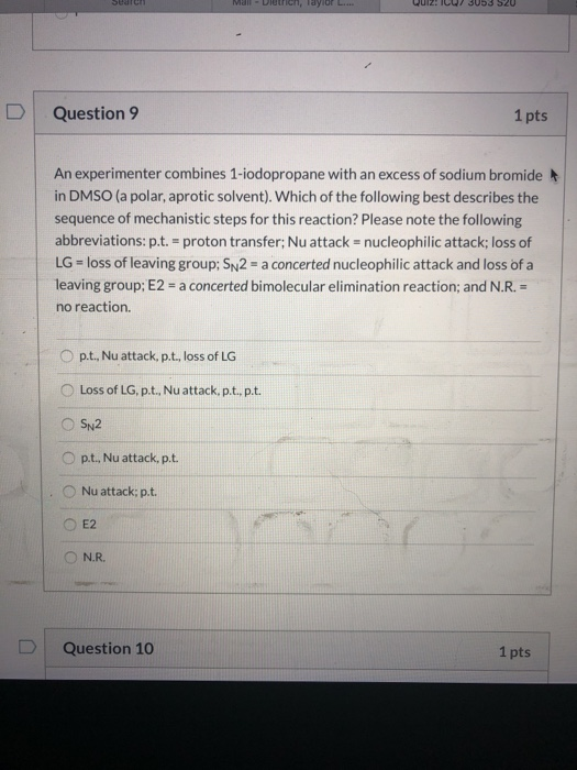 Solved Question 3 1 pts Which of the following would be the | Chegg.com