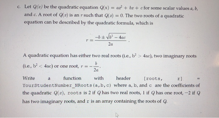 Solved C Let Q A Be The Quadratic Equation Q X Ax Bx Chegg Com