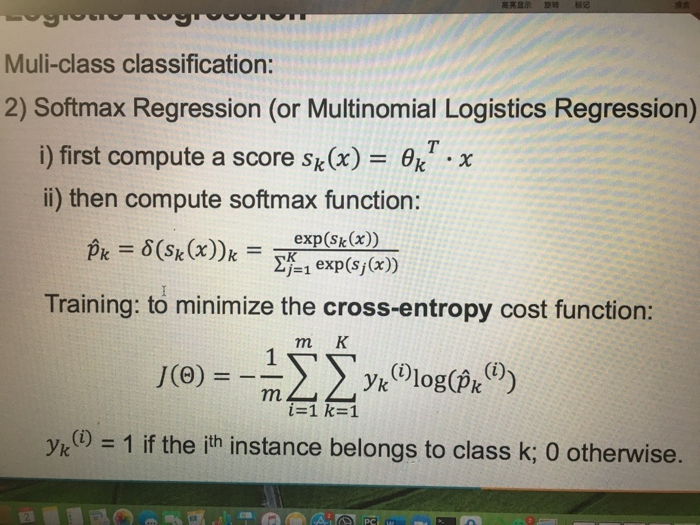 Recall The Multi-class Softmax Regression Model On | Chegg.com