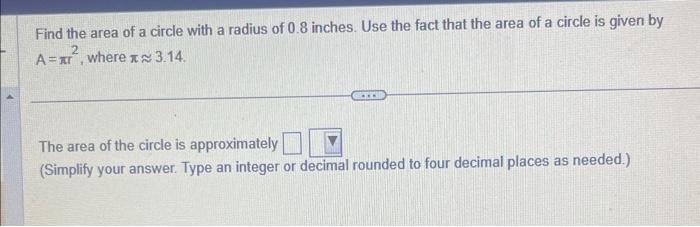 find the area of a circle with a radius of 6.75 inches