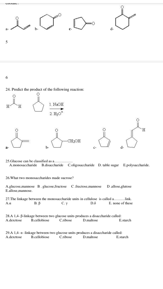 Solved b- c- d- 5 6 24. Predict the product of the following | Chegg.com