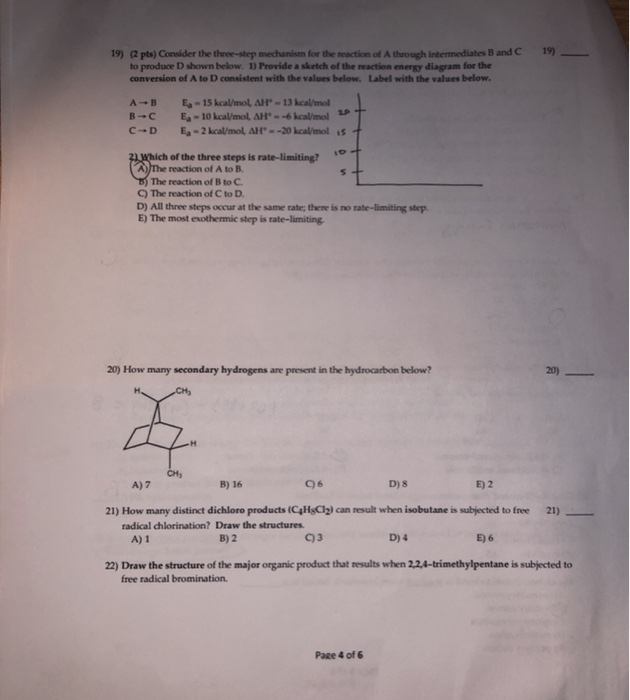 Solved 19) 19) (2 Pts) Consider The Three-step Mechanism For | Chegg.com