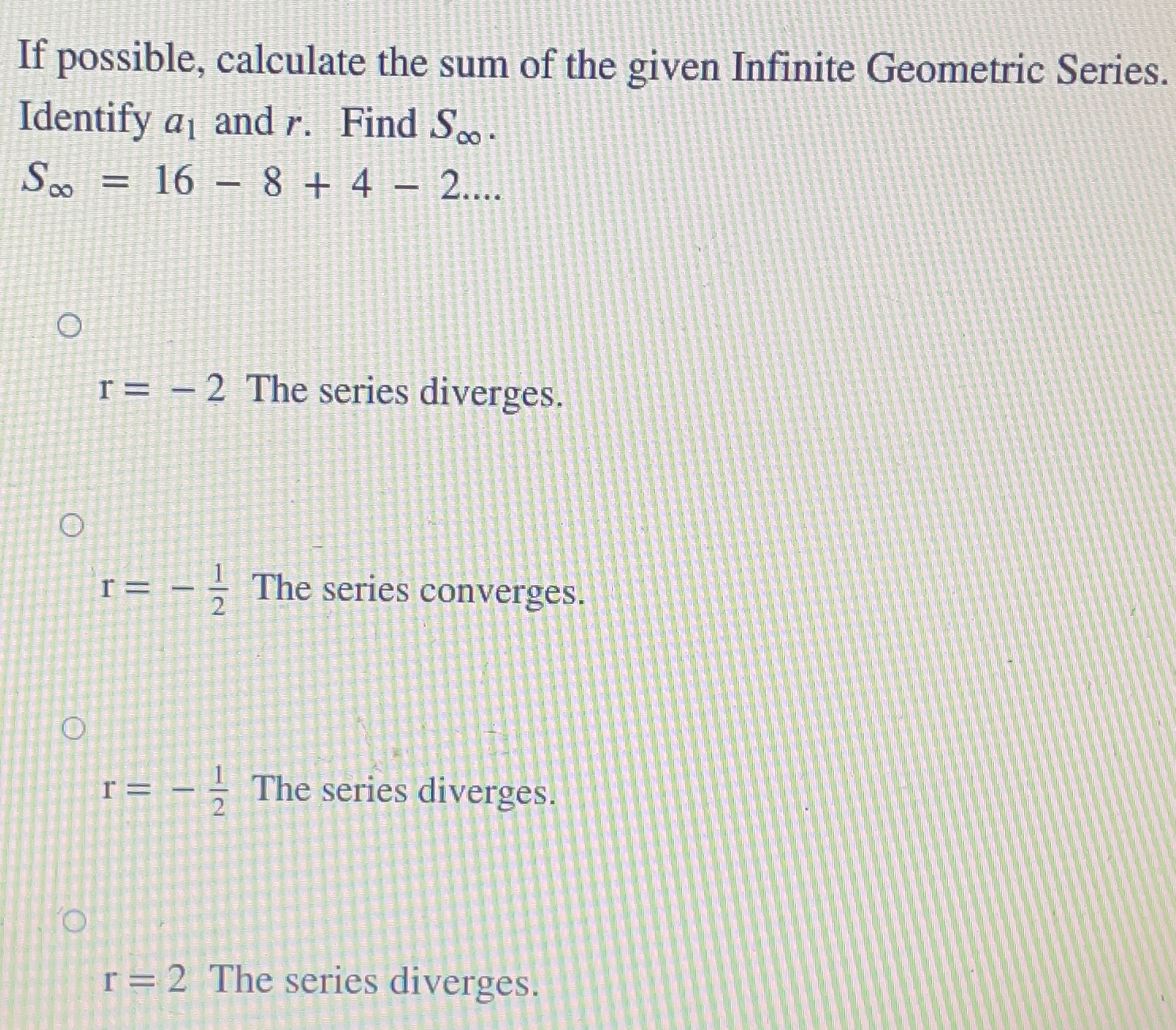 Solved If possible, calculate the sum of the given Infinite | Chegg.com
