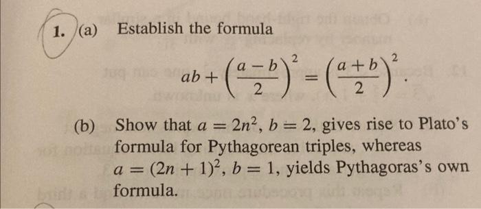 Solved (a) Establish The Formula Ab+(2a−b)2=(2a+b)2 B) Show | Chegg.com