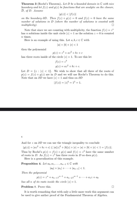 Solved Theorem 3 Roche S Theorem Let D Be A Bounded Do Chegg Com