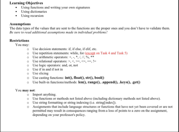 Solved Learning ObjectivesUsing functions and writing your | Chegg.com