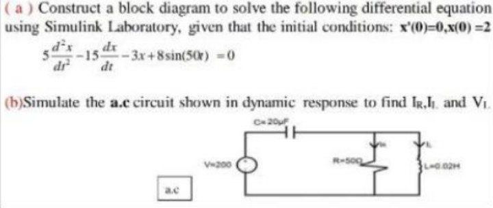 Solved (a) Construct a block diagram to solve the following | Chegg.com