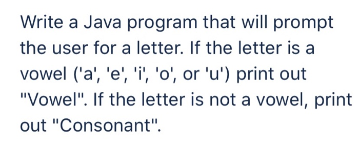 Solved Write a Java program that will prompt the user for a | Chegg.com