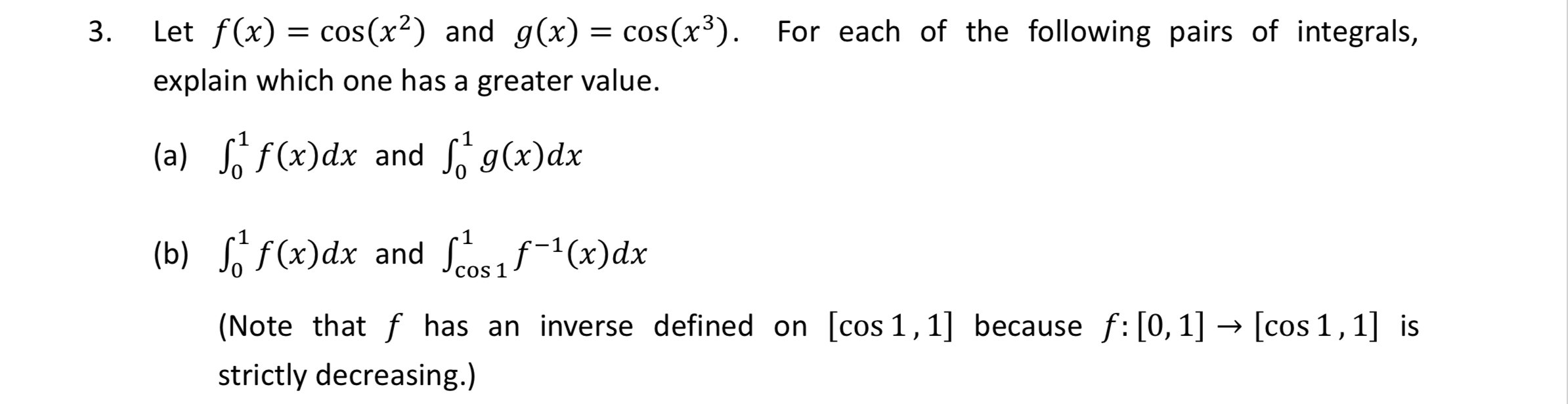 Solved Let Fxcosx2 ﻿and Gxcosx3 ﻿for Each Of The 