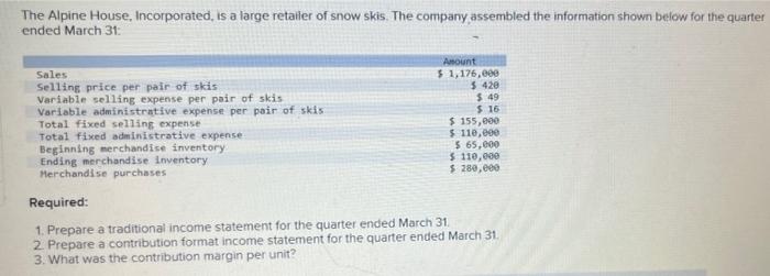 Solved repare a traditional income statement for the | Chegg.com