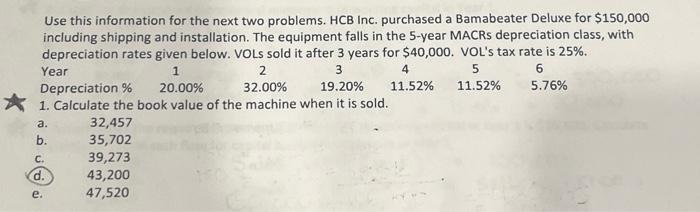 Solved Use this information for the next two problems. HCB | Chegg.com