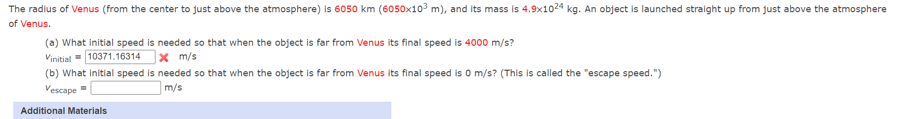 Solved The radius of Venus (from the center to just above | Chegg.com