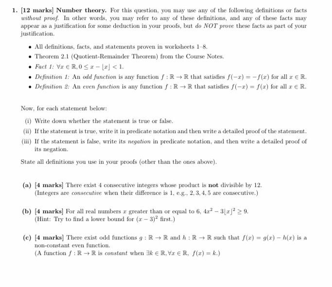 solved 1 12 marks number theory for this question you chegg com