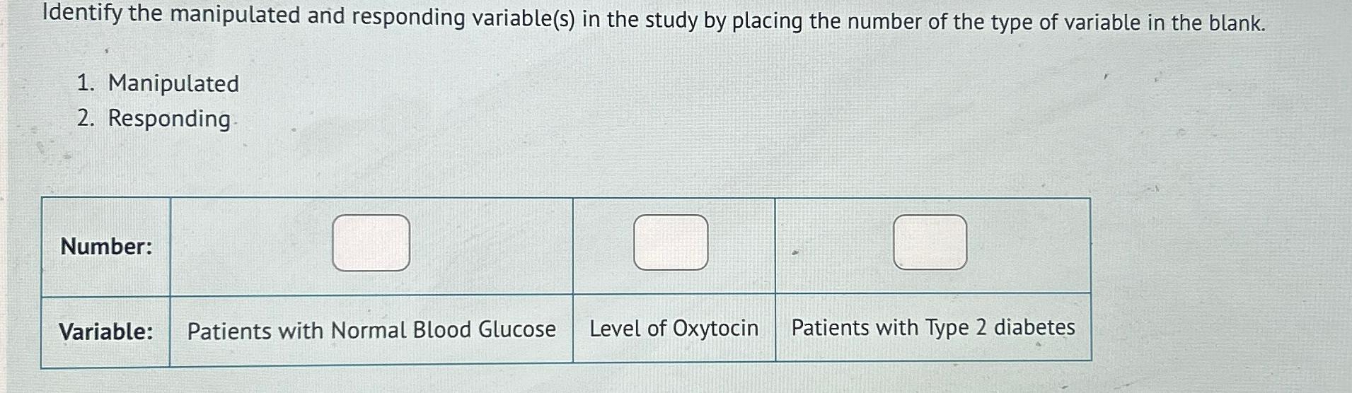 Solved Identify the manipulated and responding variable(s) | Chegg.com