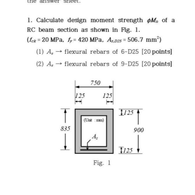 Solved Calculate Design Moment Strength φmn ﻿of A Rc Beam 