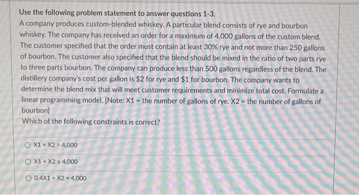 Solved Use the following problem statement to answer | Chegg.com