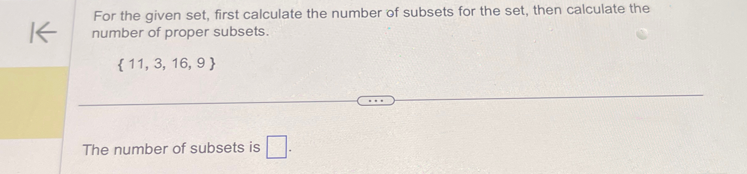 Solved For the given set, first calculate the number of | Chegg.com
