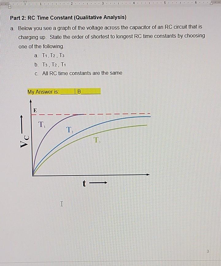 Solved 2 MINS - 1 Part 2: RC Time Constant (Qualitative | Chegg.com