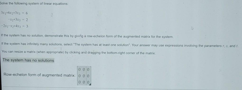 Solved Linear Algebra Solve the following system of linear | Chegg.com