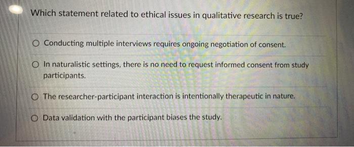 Solved Which statement related to ethical issues in | Chegg.com